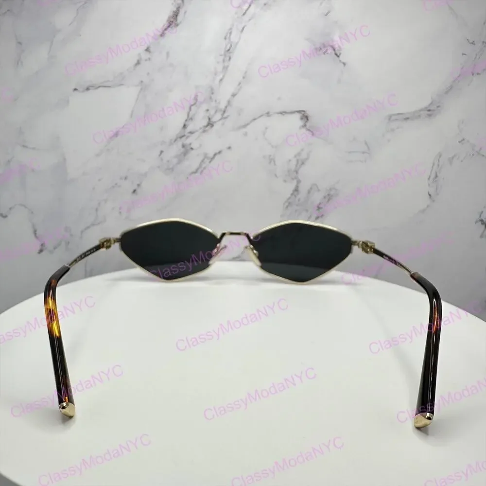 New  MIU MIU Runway Hexagon Geometric Gold Metal Sunglasses Authentic Gray Lens